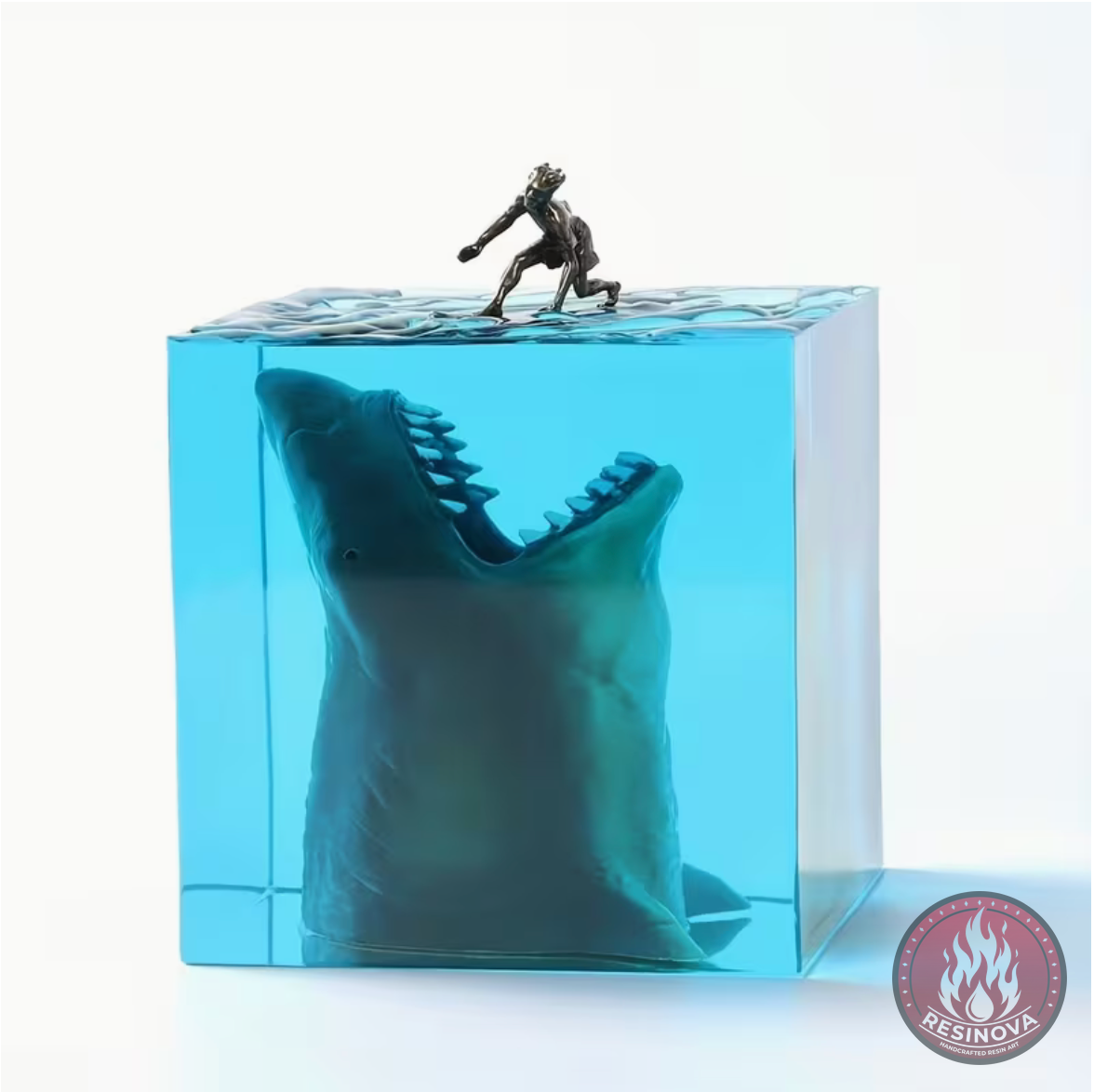 Shark Surfing Resin Lamp