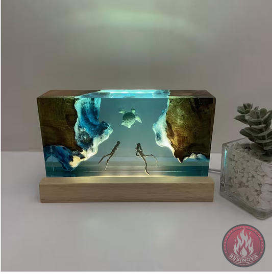Divers and Turle Resin Lamp