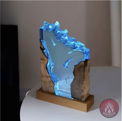 Whale and Diver Resin Lamp