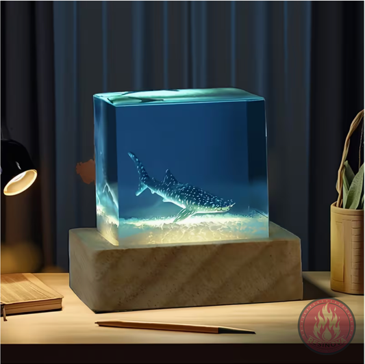 Single Whale Resin Lamp