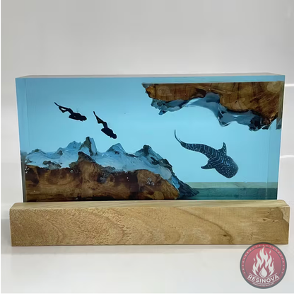 Whale and Divers Resin Lamps