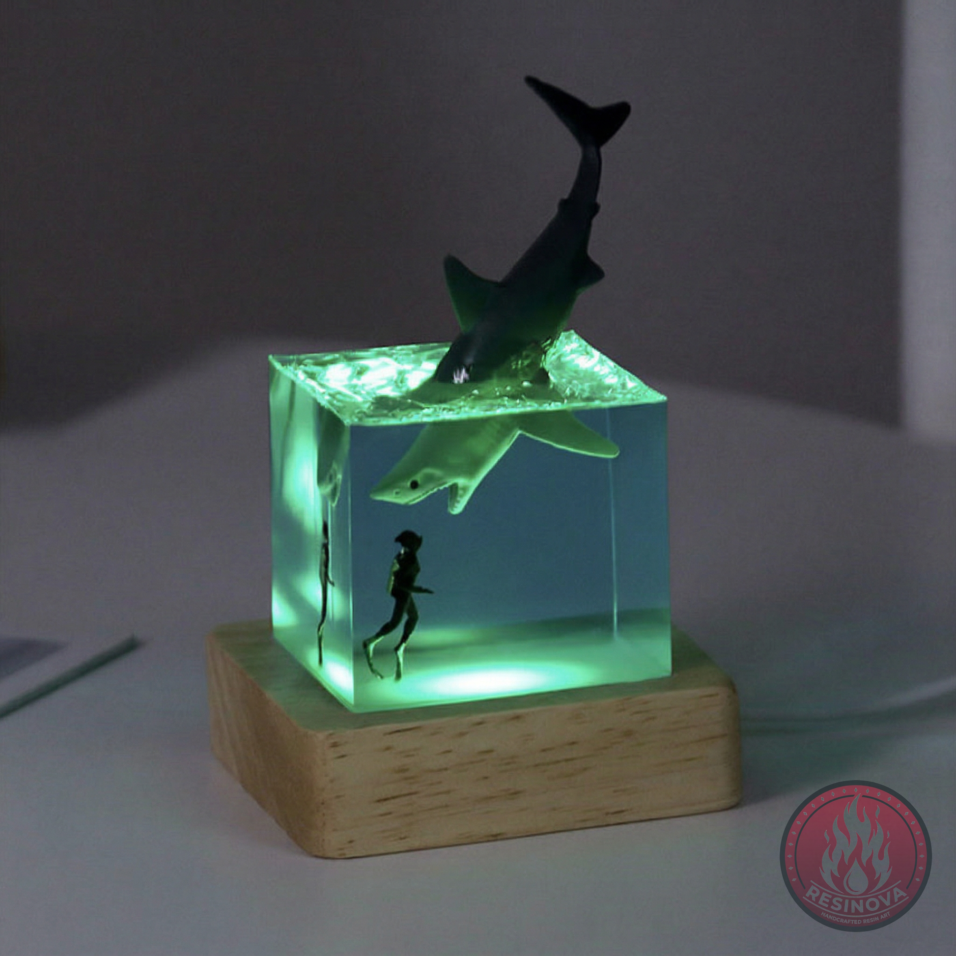 Ocean Resin Night Light cube
