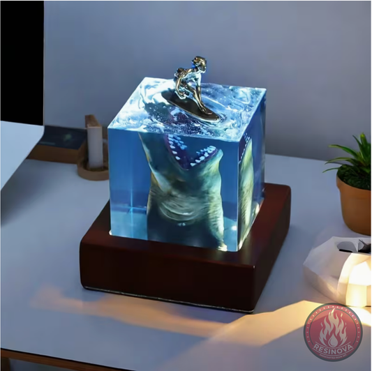 Shark Surfing Resin Lamp