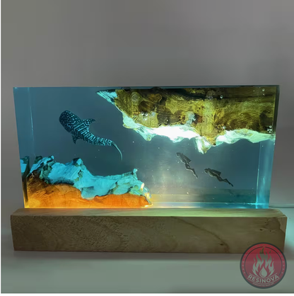 Whale and Divers Resin Lamps