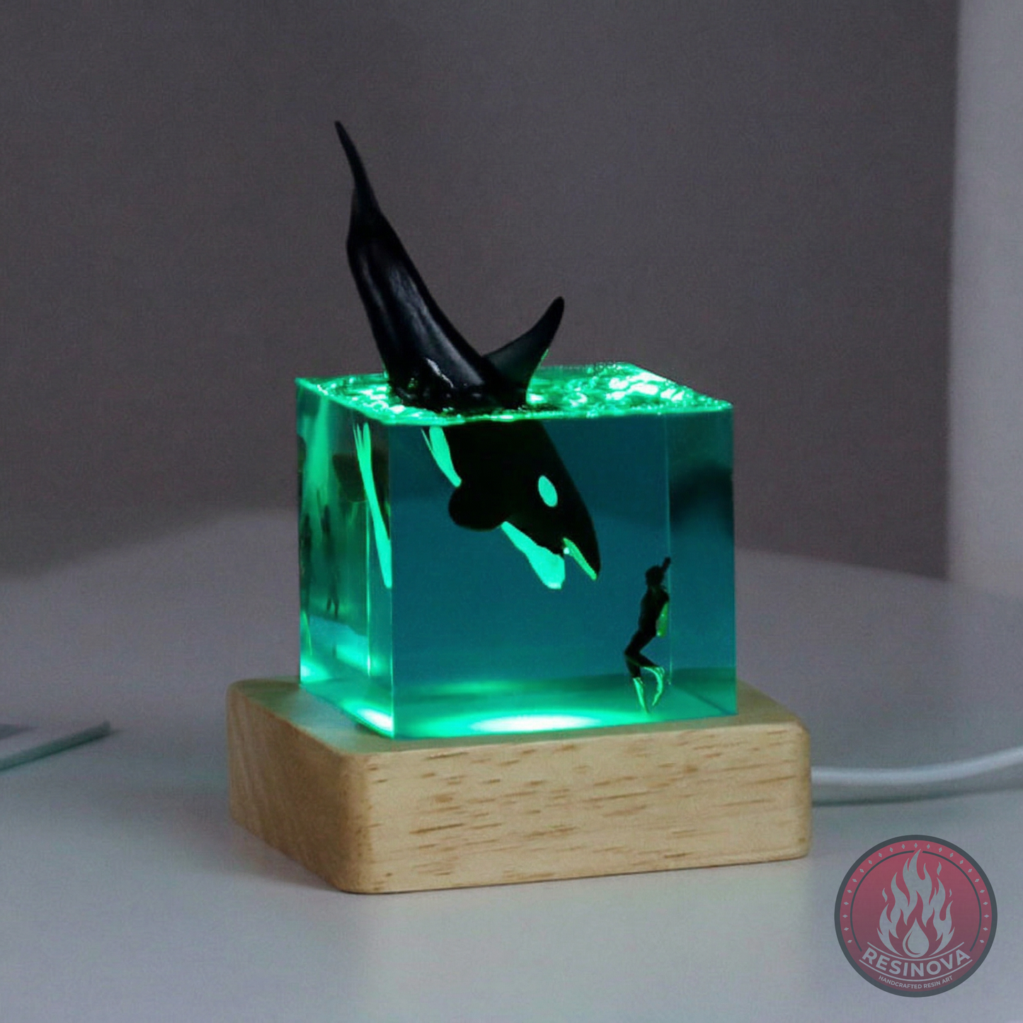 Ocean Resin Night Light cube