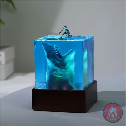 Shark Surfing Resin Lamp