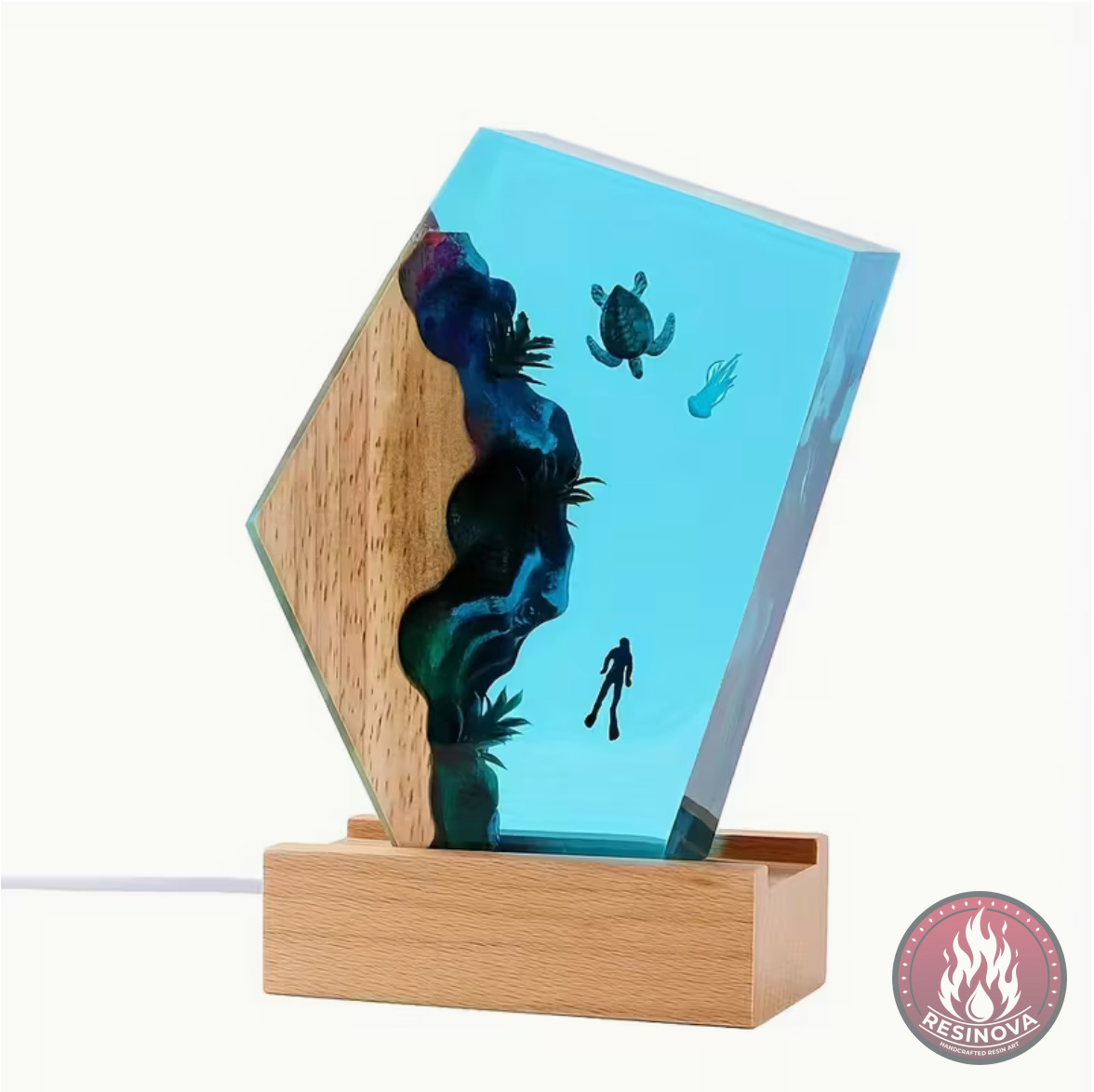Turtle, Whale & Jellyfish Resin Lamp