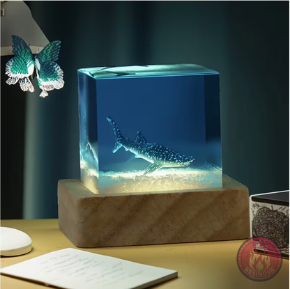 Single Whale Resin Lamp