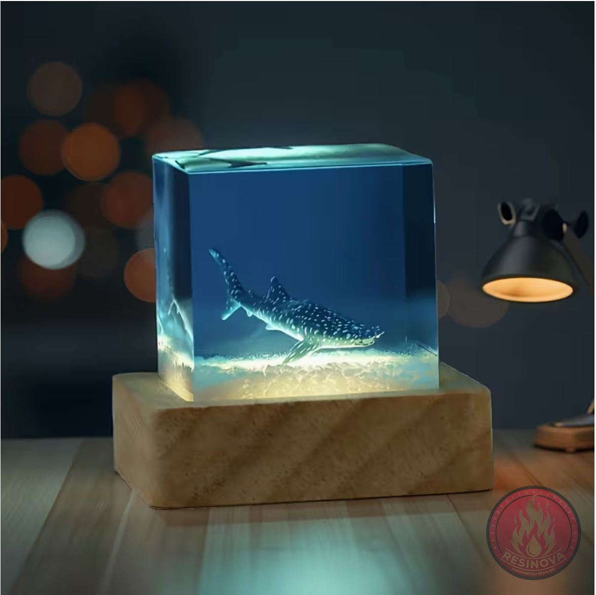 Single Whale Resin Lamp