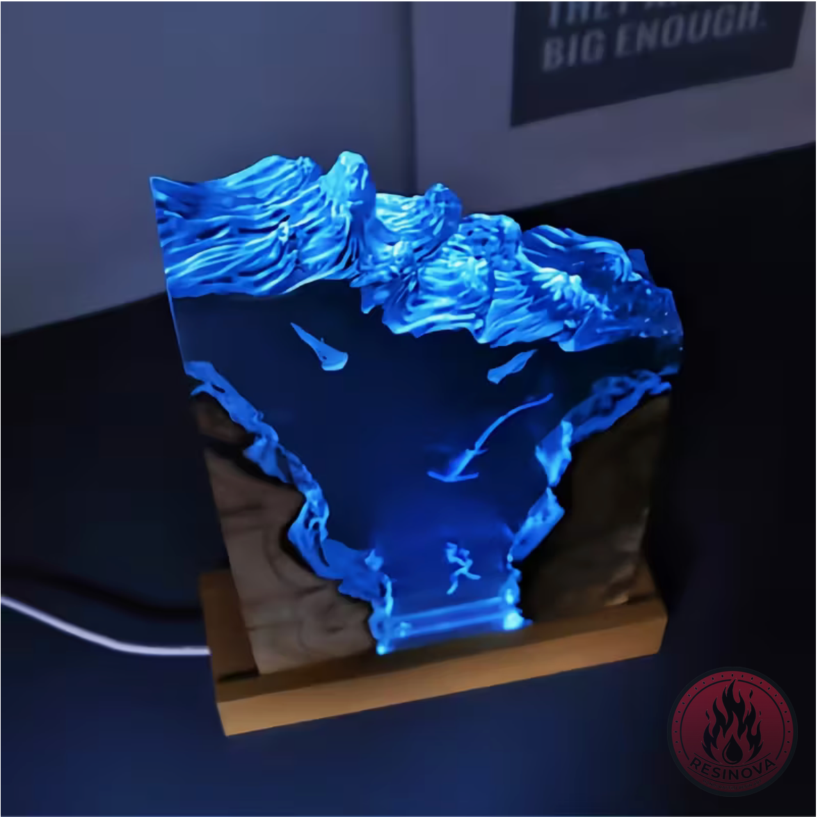 Whale and Diver Resin Lamp